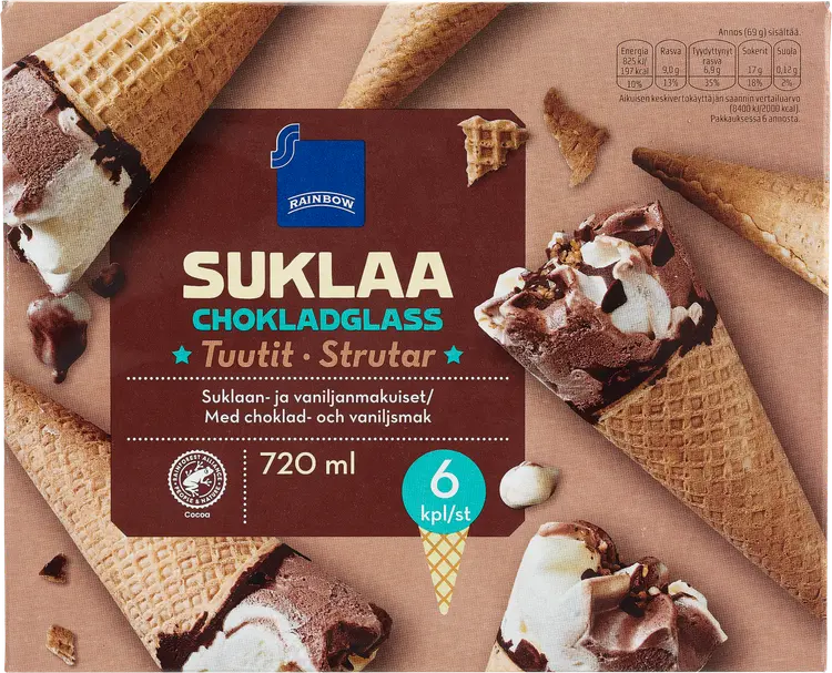 Rainbow 415g suklaatuutit 6kpl