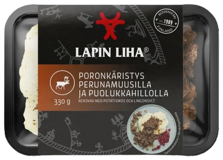 Lapin Liha valmiiksi kypsennetty poronkäristys perunamuusilla ja puolukkahillolla 330g