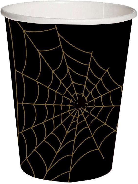 Juhlamaailma Halloween hämähäkinseitti musta pahvimuki 10 kpl 250 ml