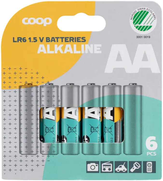 Coop alkaliparisto AA/LR6/1,5V 6 kpl