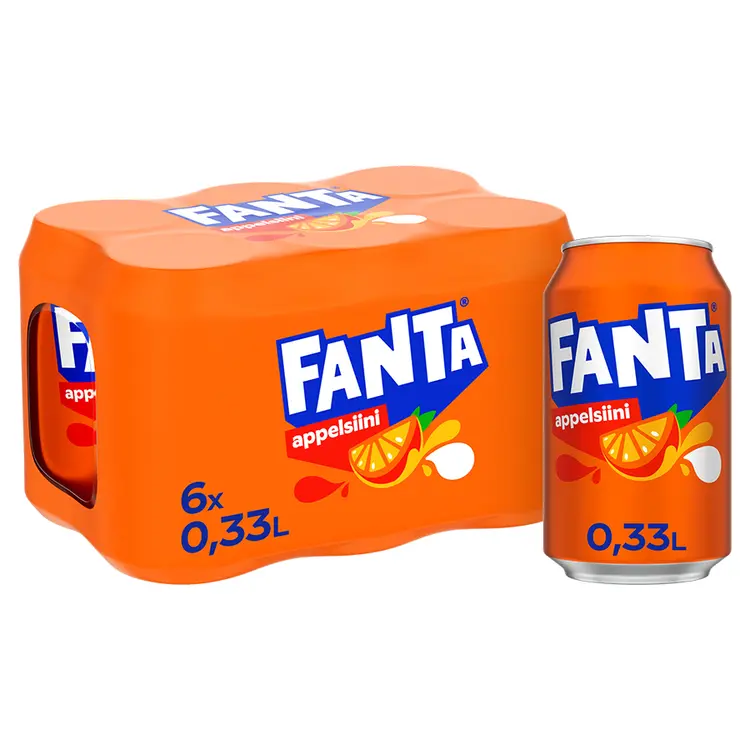 6-pack Fanta Appelsiini virvoitusjuoma tölkki 0,33 L