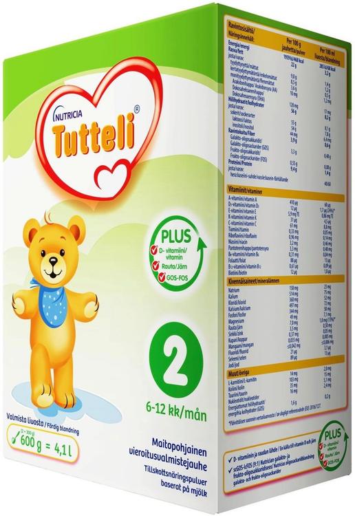 Tutteli PLUS 2 600g, vieroitusvalmistejauhe, 6-12 kk
