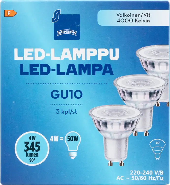 Rainbow LED-lamppu 4 W GU10 4000K 350lm