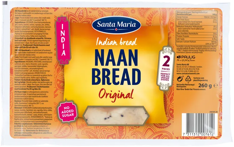 Santa Maria Naan Bread Original Naanleipä 260g