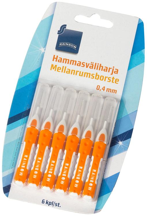 Rainbow 0,4mm hammasväliharja 6kpl
