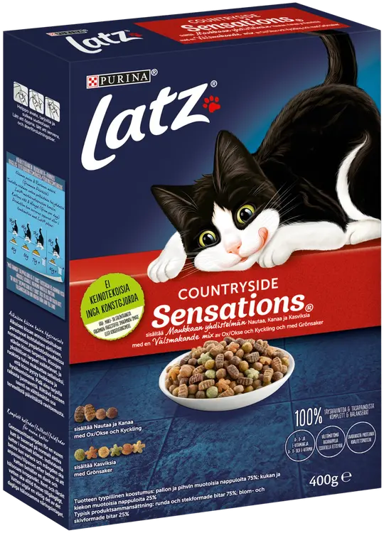 Latz 400g Countryside Sensations Nautaa, Kanaa ja makuna Kasviksia kissanruoka