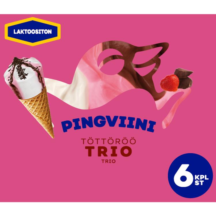 Pingviini Trio Laktoositon jäätelötuutti monipakkaus 6x67g