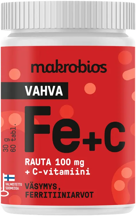 Makrobios Vahva Rauta 100mg+ C vitamiini 60 tablettia 30g