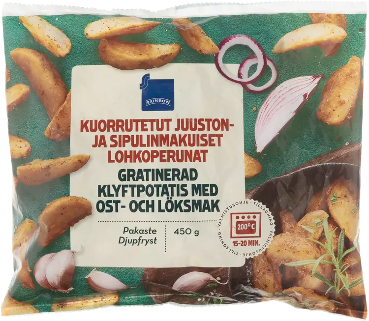 Rainbow kuorrutetut lohkoperunat juusto-sipuli 450 g pakaste