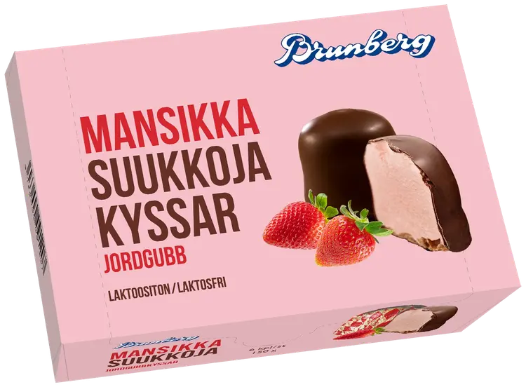 Brunberg Mansikkasuukko kuorrutettuja vaahtomakeisia 150g/6kpl