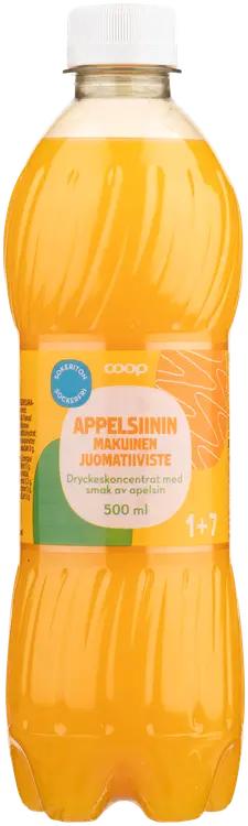 Coop sokeriton appelsiinin makuinen juomatiiviste 1+7 0,5l
