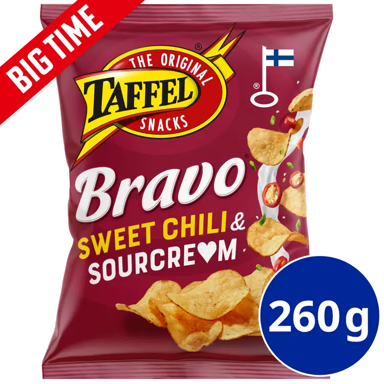 Taffel Bravo sourcream & sweet chili maustettu sipsi 260g