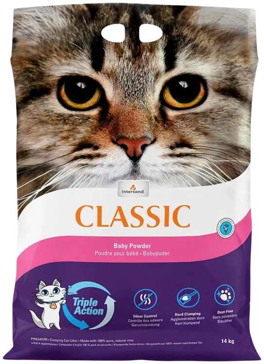 Extreme Classic paakkuuntuva kissanhiekka Baby Powder 14 kg