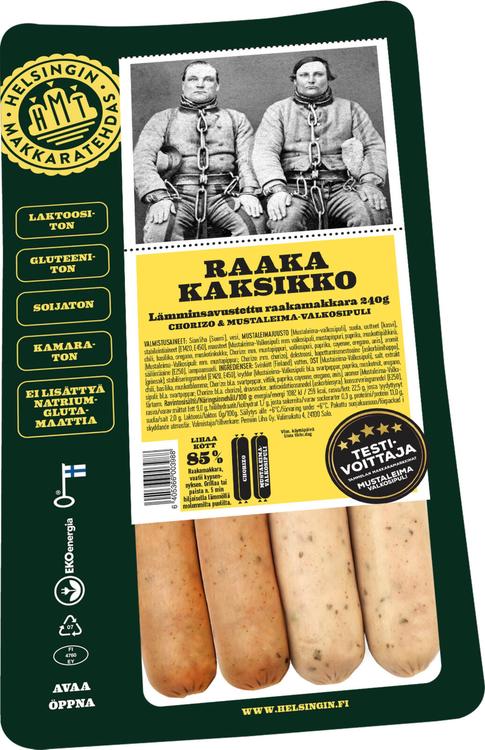 Helsingin Raaka Kaksikko 240g lämminsavustettu raakamakkara