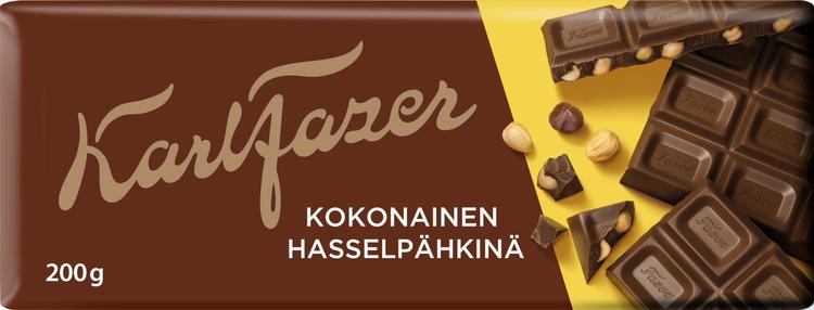 Karl Fazer kokonaisia hasselpähkinöitä tumma suklaalevy 200g