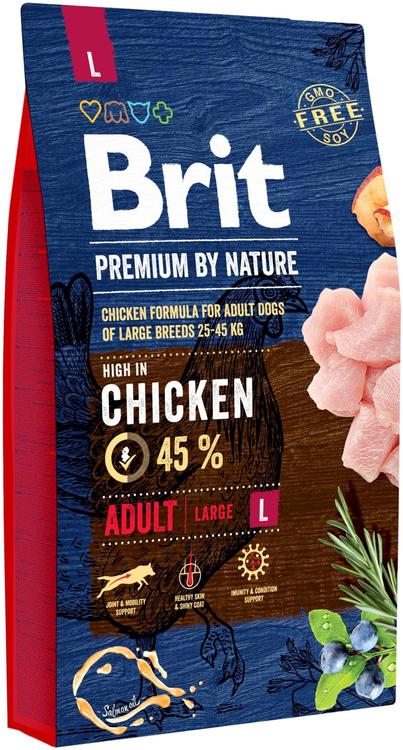 Brit Premium by Nature Adult L isojen rotujen aikuisille koirille 8 kg