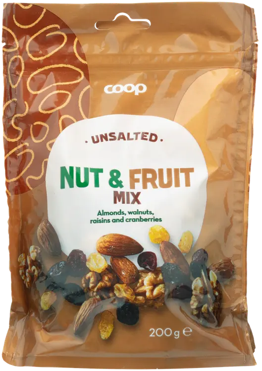 Coop pähkinä- ja hedelmäsekoitus 200 g suolaamaton