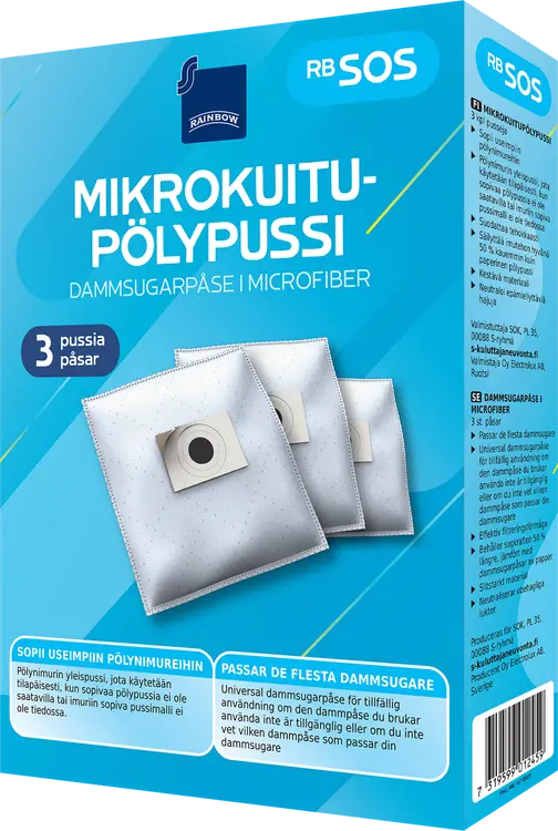 Rainbow pölypussi RBSOS 3kpl yleispätevä pussimalli