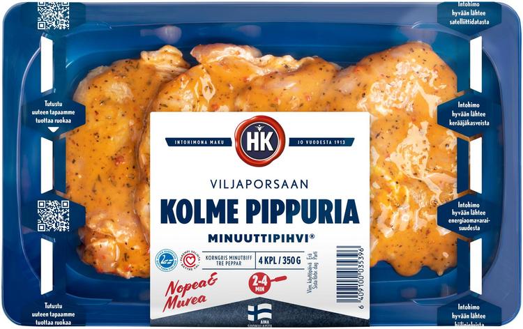 HK Viljaporsaan Minuuttipihvi ® Kolme Pippuria  350g