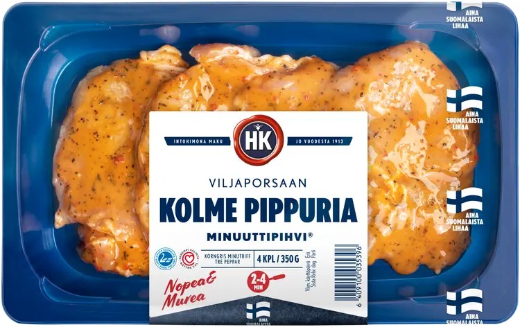 HK Viljaporsaan Minuuttipihvi ® Kolme Pippuria  350g