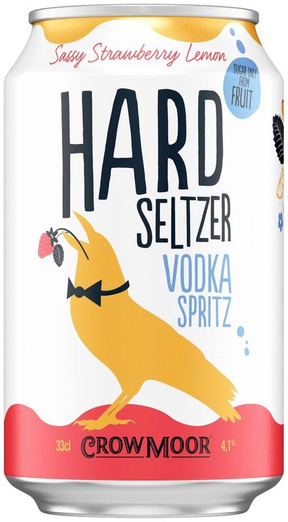 Crowmoor Vodka Spritz Sassy Strawberry Lemon maustettu alkoholijuoma 4,1 % tölkki 0,33 L