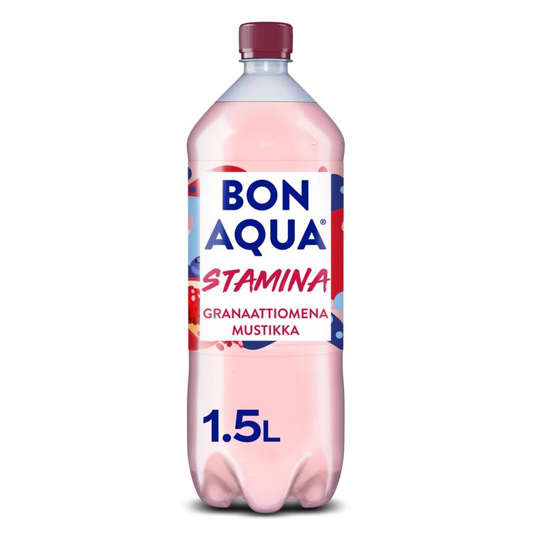 Bonaqua Stamina Granaattiomena - Mustikka kivennäisvesi muovipullo 1,5 L