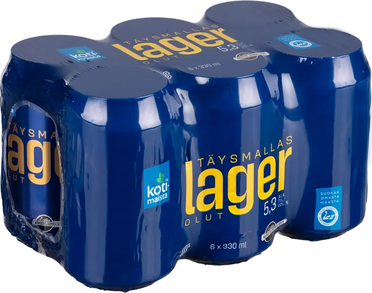 6 x Kotimaista Täysmallaslager 5,3% 0,33L olut