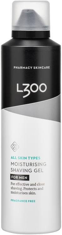 L300 for men Moisturising Shaving Gel fragrance free hajusteeton kosteuttava ja suojaava partageeli 200ml