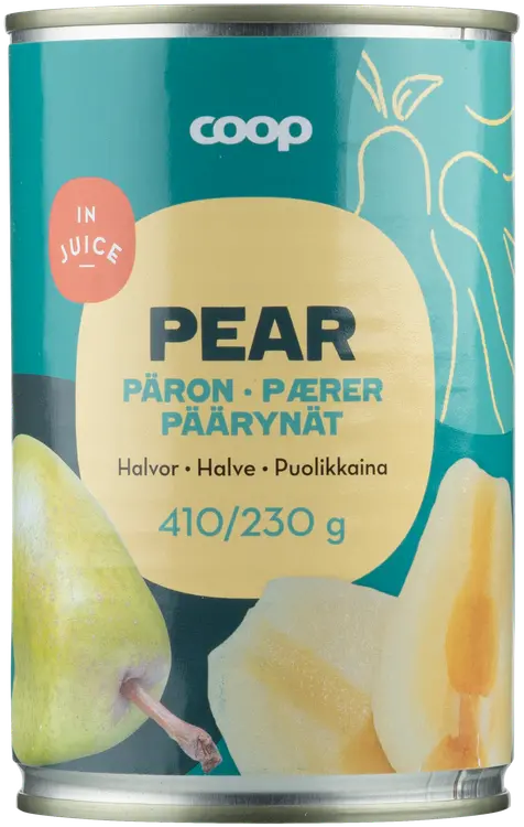 Coop päärynänpuolikkaat mehussa 410/230 g