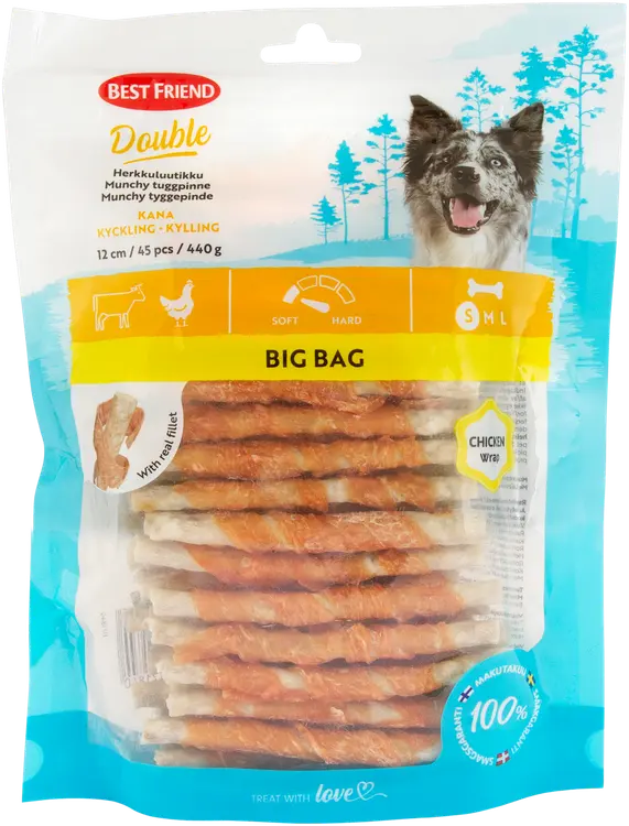 Best Friend Double herkkuluutikku kana Big Bag 12 cm 45 kpl 440 g