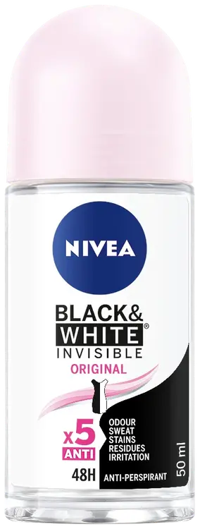NIVEA 50ml Black & White Invisible Original Deo Roll-on -antiperspirantti