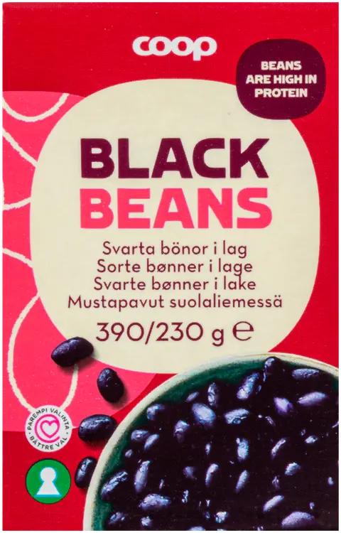 Coop mustapavut suolaliemessä 390/230 g