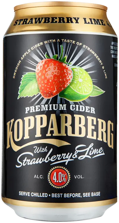 Premium Cider Kopparberg with Strawberry & Lime 4,0%, Mansikan ja limen makuinen omenasiideri tölkki 33cl