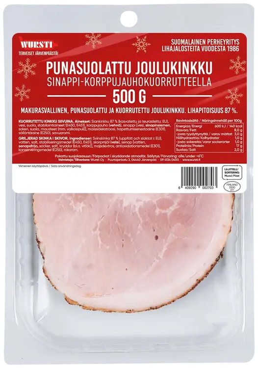 Wursti punasuolattu joulukinkku sinappi-korppujauhokuorrutteella siivutettu 500g