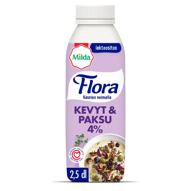 Flora by Milda Ruoka Kevyt & Paksu 4% laktoositon 2,5 dl