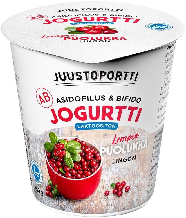 Juustoportti AB-jogurtti 150 g puolukka laktoositon