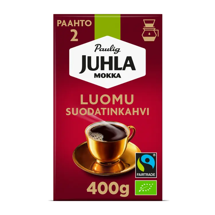 Paulig Juhla Mokka Luomu kahvi suodatinjauhatus 400g