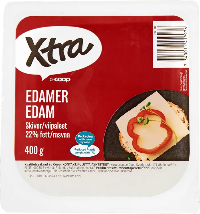 Xtra 400g Edam juustoviipaleet 22%