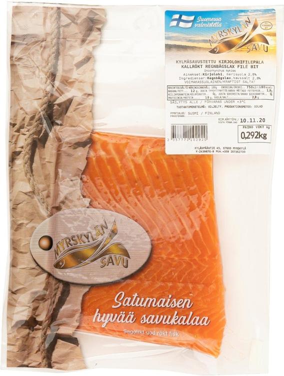 Myrskylän Savu kylmäsavustettu kirjolohifilepala vakuumipakattu