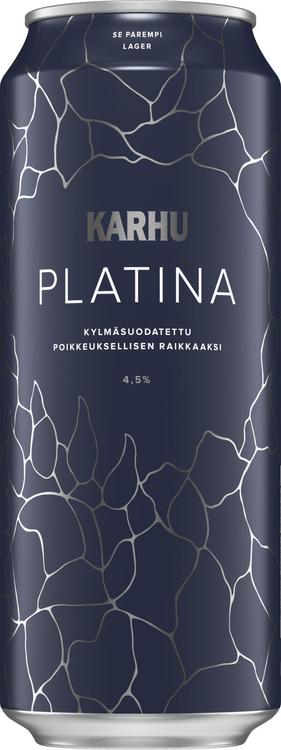 Karhu Platina Lager olut 4,5 % tölkki 0,5 L