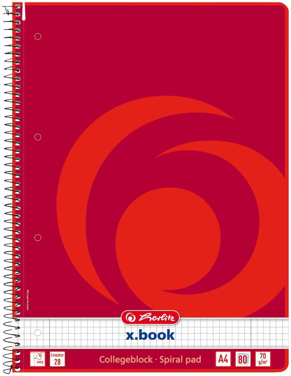 Herlitz spiraalplokk a4 80l ruut colleg
