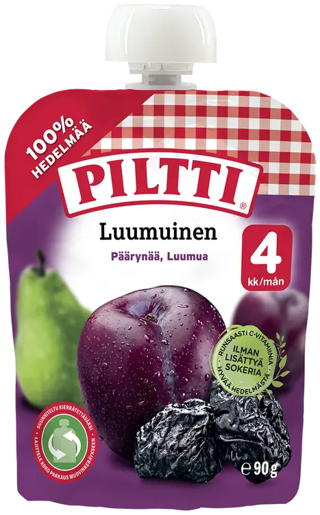 Piltti 90g Luumuinen hedelmäsose 4kk annospussi