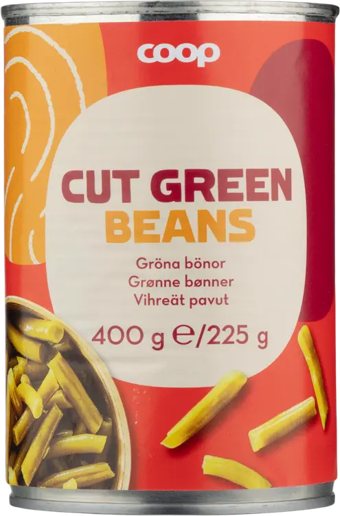 Coop leikatut vihreät pavut 400/225 g
