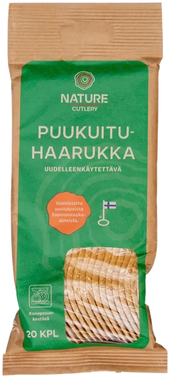 Nature Line puukuituhaarukka 20 kpl, valmistettu uusiutuvista raaka-aineista, uudelleenkäytettävä