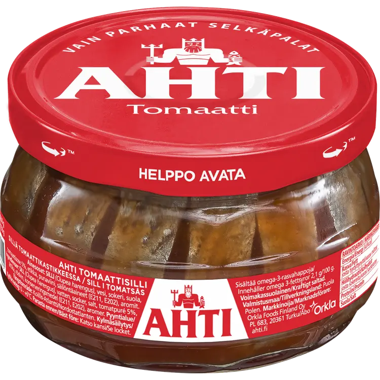 Ahti tomaattisilli, silliä maustekastikkeessa 240/150g