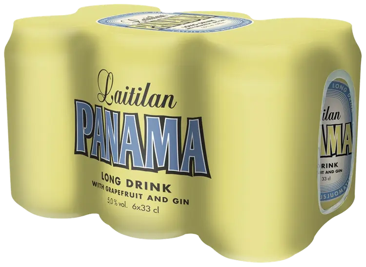 6 x Laitilan Panama Gin 5,0 til-% 0,33L ginipohjainen greipinmakuinen long drink