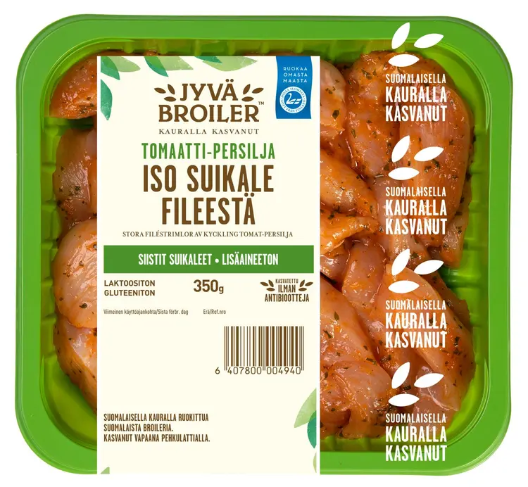 Jyväbroiler Iso Suikale Broilerin Fileestä Tomaatti-Persilja 350g