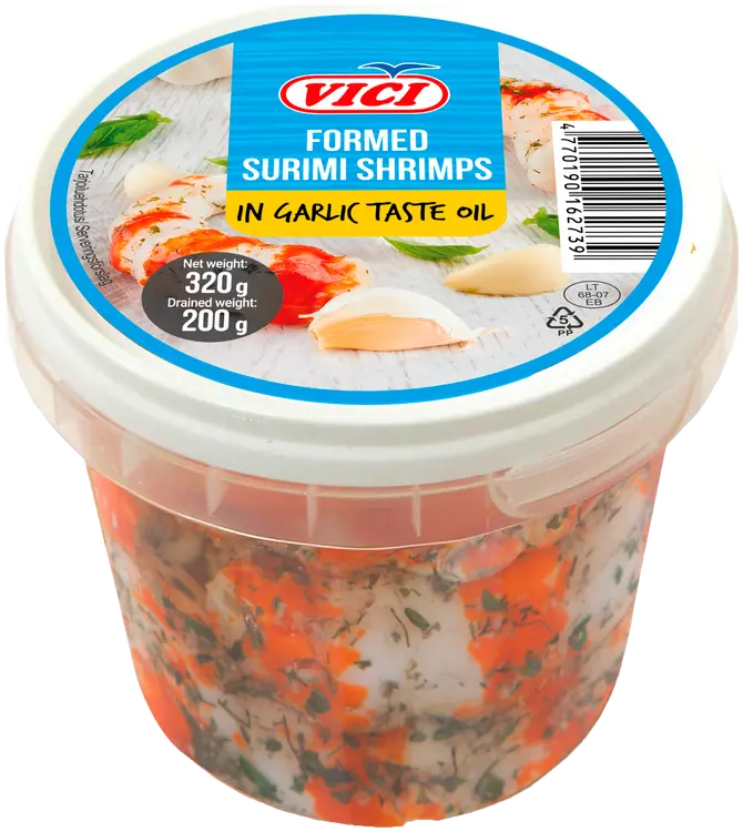 Vici Muotoillut surimikatkaravut valkosipulin makuisessa öljyssä 320g / 200 g