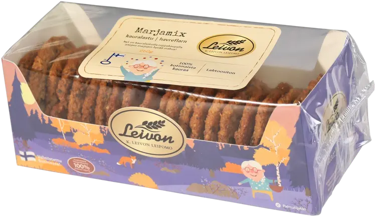 Leivon Leipomo Kauralastu marjamix  250g pikkuleipä