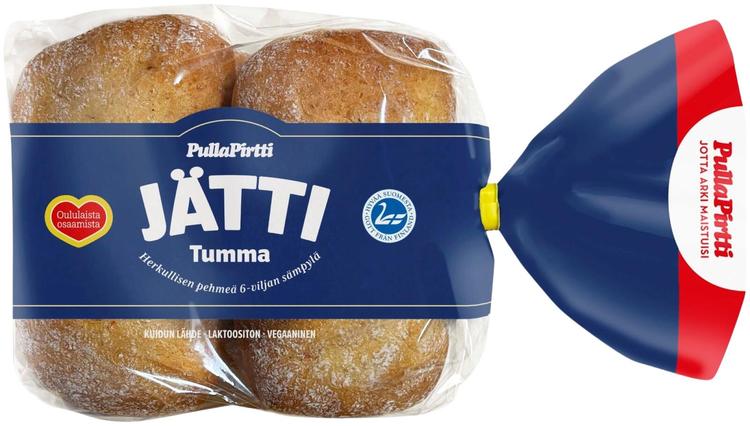 Pulla-Pirtti Jätti tumma 4/360g laktoositon moniviljasämpylä